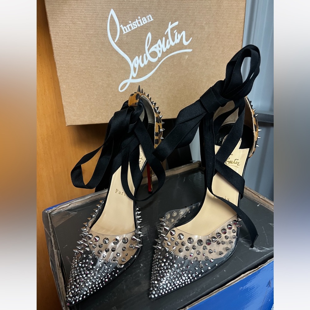 Christian Louboutin
Mechante Reine Spiked PVC Ankle-Wrap Pumps Size-7.5 ( 38.5 )